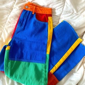 colorful patchwork jeans